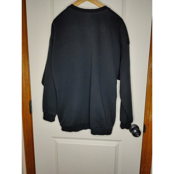 Adidas Trefoil Sweatshirt Womens Spell Out Logo Pockets Black/ White Size Large - Picture 2 of 8